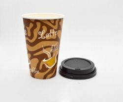 Disposable double wall take away coffee paper cup with lid custom logo